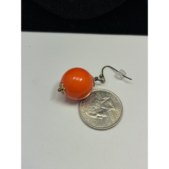 Handmade Upcycled Orange Cascade Statement Necklace and Earring Set - Picture 11 of 15